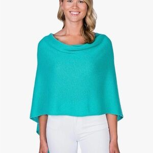Claudia Nichole 100% Cashmere Dress Topper Poncho One Size Aqua/ Seafoam